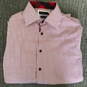 Brio Red Check Pattern Button Down Shirt